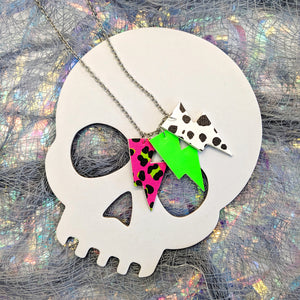 Neon Clash Triple Bolt Lightning Bolt Charm Necklace