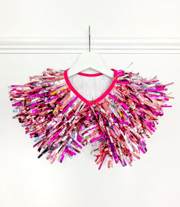 Kids Disco Party Cape - Pink Tinsels