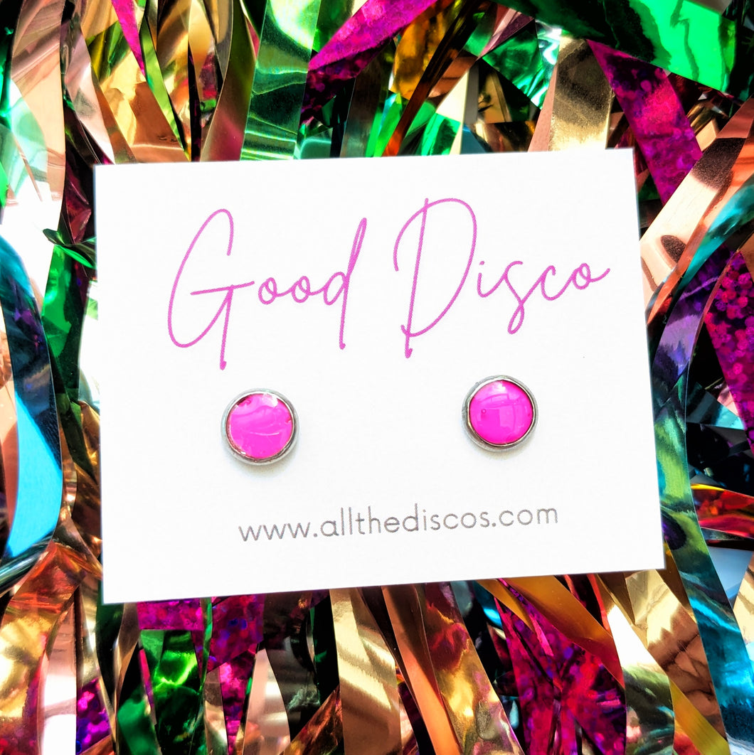 Good Disco Tiny Stud Earrings - Pink Patent