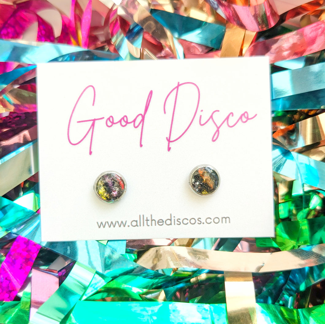 NEW! Good Disco Tiny Stud Earrings - Rainbow Pattern