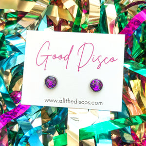 NEW! Good Disco Tiny Stud Earrings - Purple Glitter