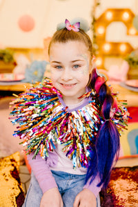 Kids Disco Party Cape - Rainbow Tinsel