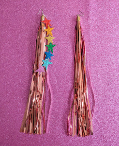 Tinsel Tassel Earrings - Rose Gold