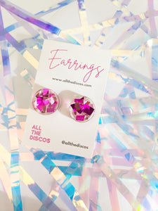 Tinsel Confetti Small Stud Earrings - Pinks