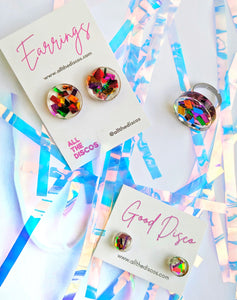 Tinsel Confetti Tiny Stud Earrings - Rainbow