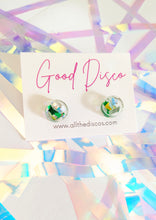Load image into Gallery viewer, Tinsel Confetti Tiny Stud Earrings - Greens
