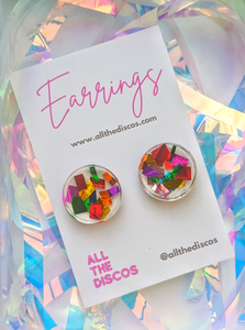 Tinsel Confetti Small Stud Earrings - Rainbow