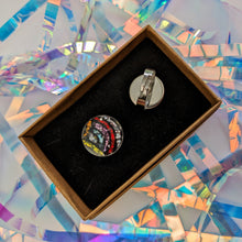 Load image into Gallery viewer, Statement Glitter Disc Ring - Rainbow Pattern Glitter
