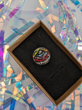 Load image into Gallery viewer, Statement Glitter Disc Ring - Rainbow Pattern Glitter
