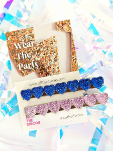 Hair Slides - Pink and Blue Hearts