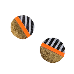 Statement Studs - Gold, Orange and Stripe Circle