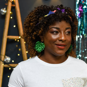 Emerald Green Glitter - Spiky Botanical Earrings