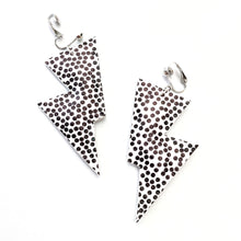 Load image into Gallery viewer, Spotty Matte Leatherette - Disco Bolt Lightning Bolt Earrings
